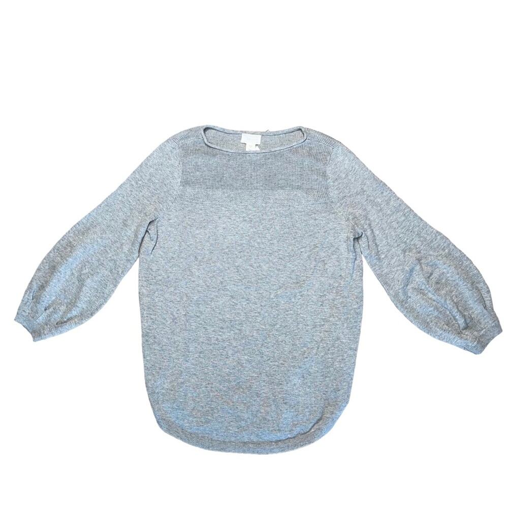 CASLON Heather Gray Balloon Sleeve Boat Neck Sweater Women’s Size Petite XS